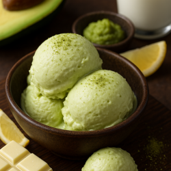 Мороженое из авокадо с васаби и белым шоколадом